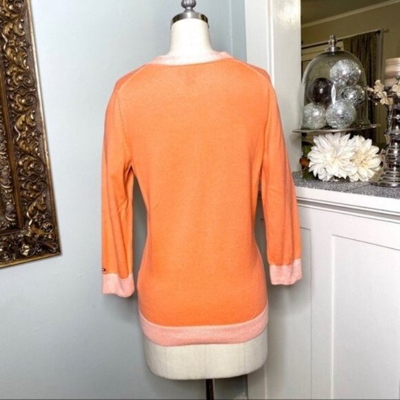 Tommy Hilfiger V Neck Button Front Sweater Cardigan Orange Medium - Picture 4 of 8